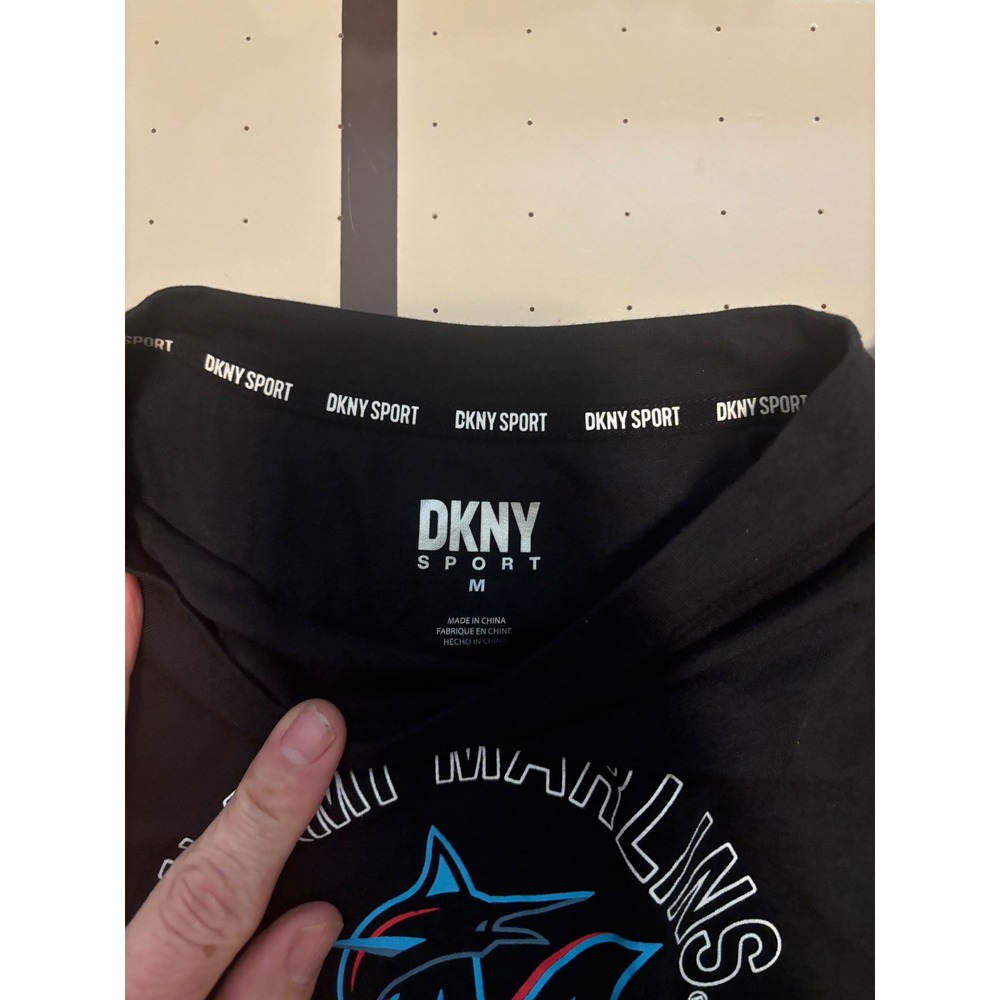 096 DKNY Sport Miami Marlins Muscle Tank Top Black MLB Sleeveless ShirtWomens M